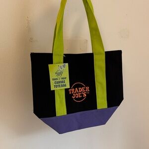 TRADER JOE’S Mini Trick or Treat Black/Purple Canvas Tote Bag